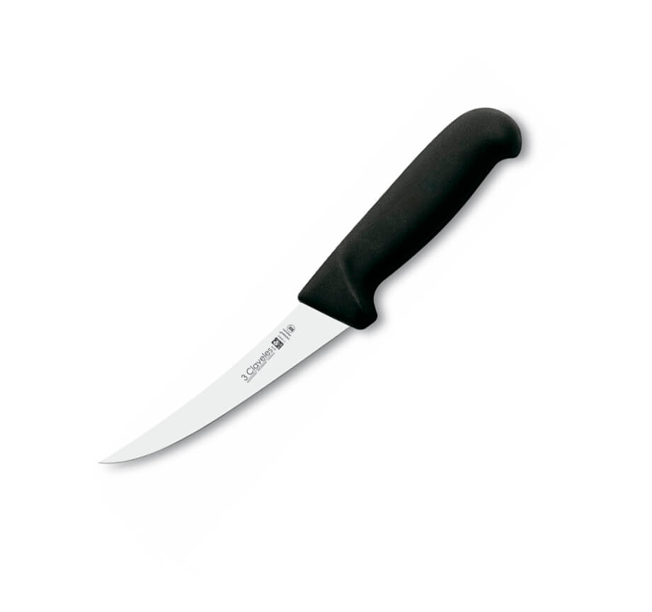 Cuchillo deshuesador curvo con mango negro y hoja flexible de 13 ...