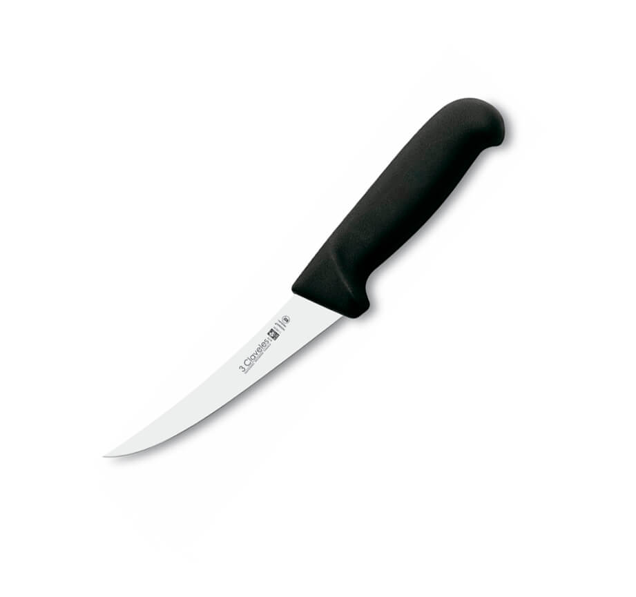 Cuchillo deshuesador curvo con mango negro  y hoja flexible de 15...