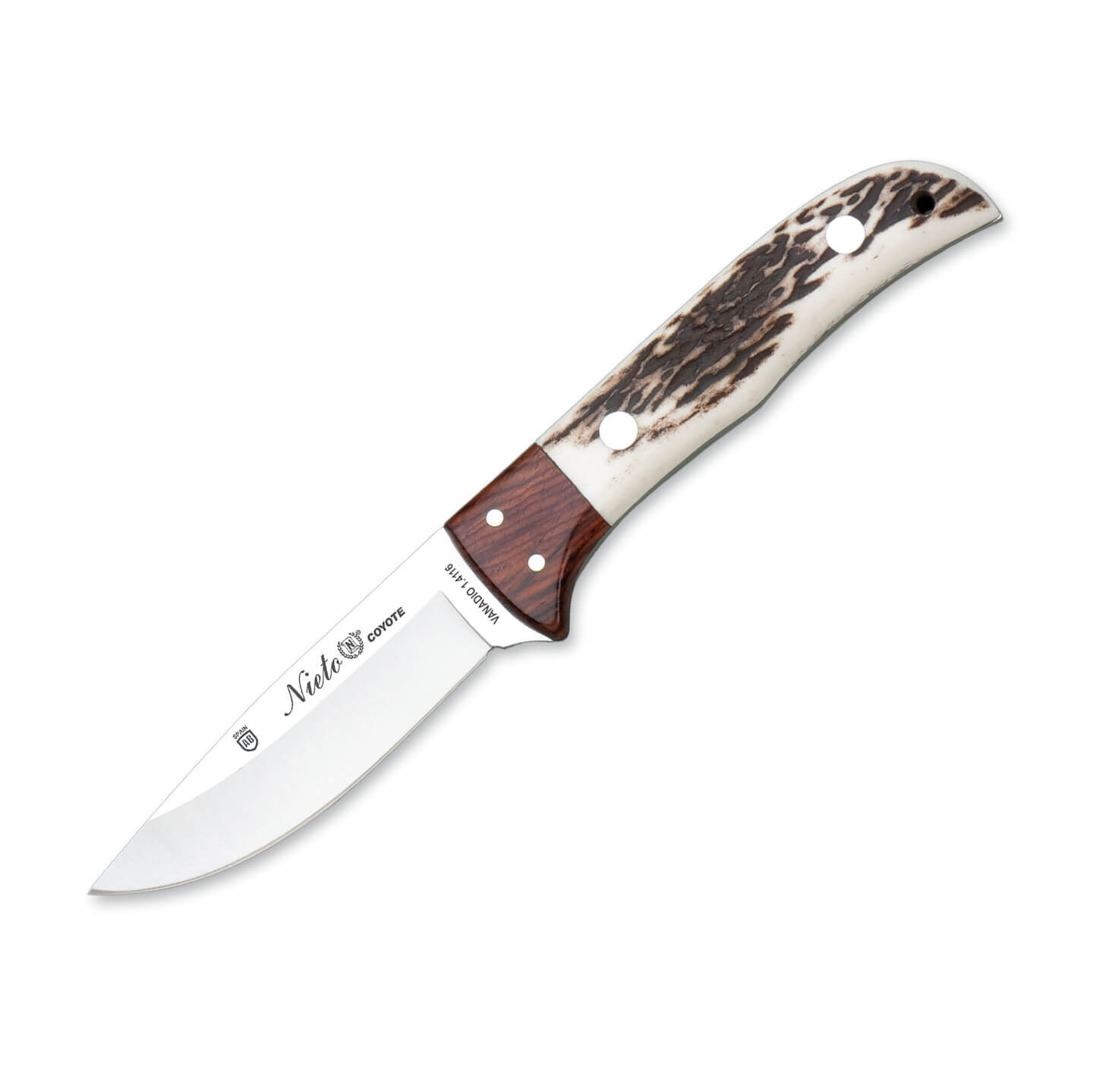 Cuchillo de caza Nieto Coyote con mango de asta de ciervo y mader...