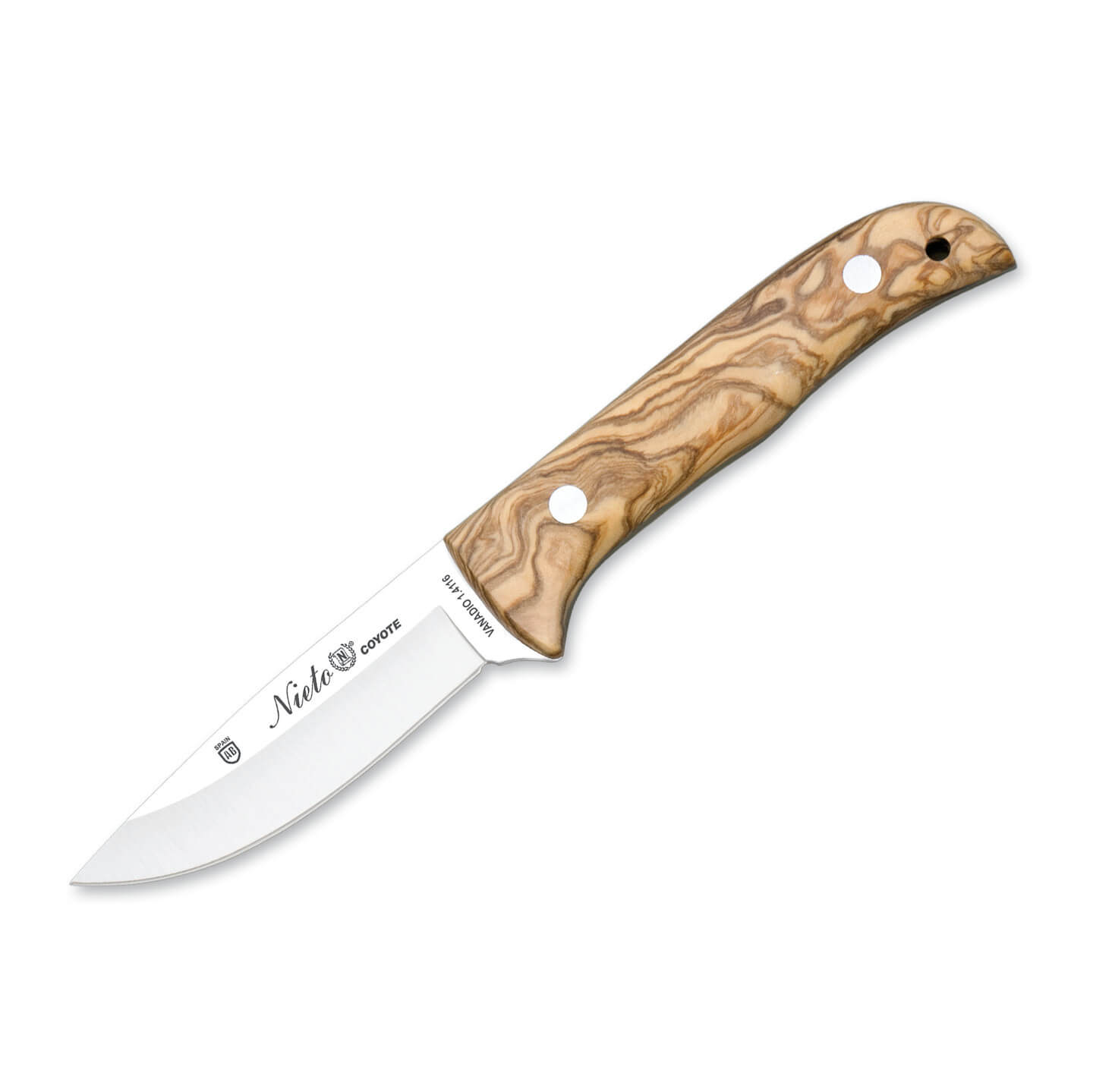 Cuchillo de caza Nieto Coyote con mango de madera de olivo y hoja...