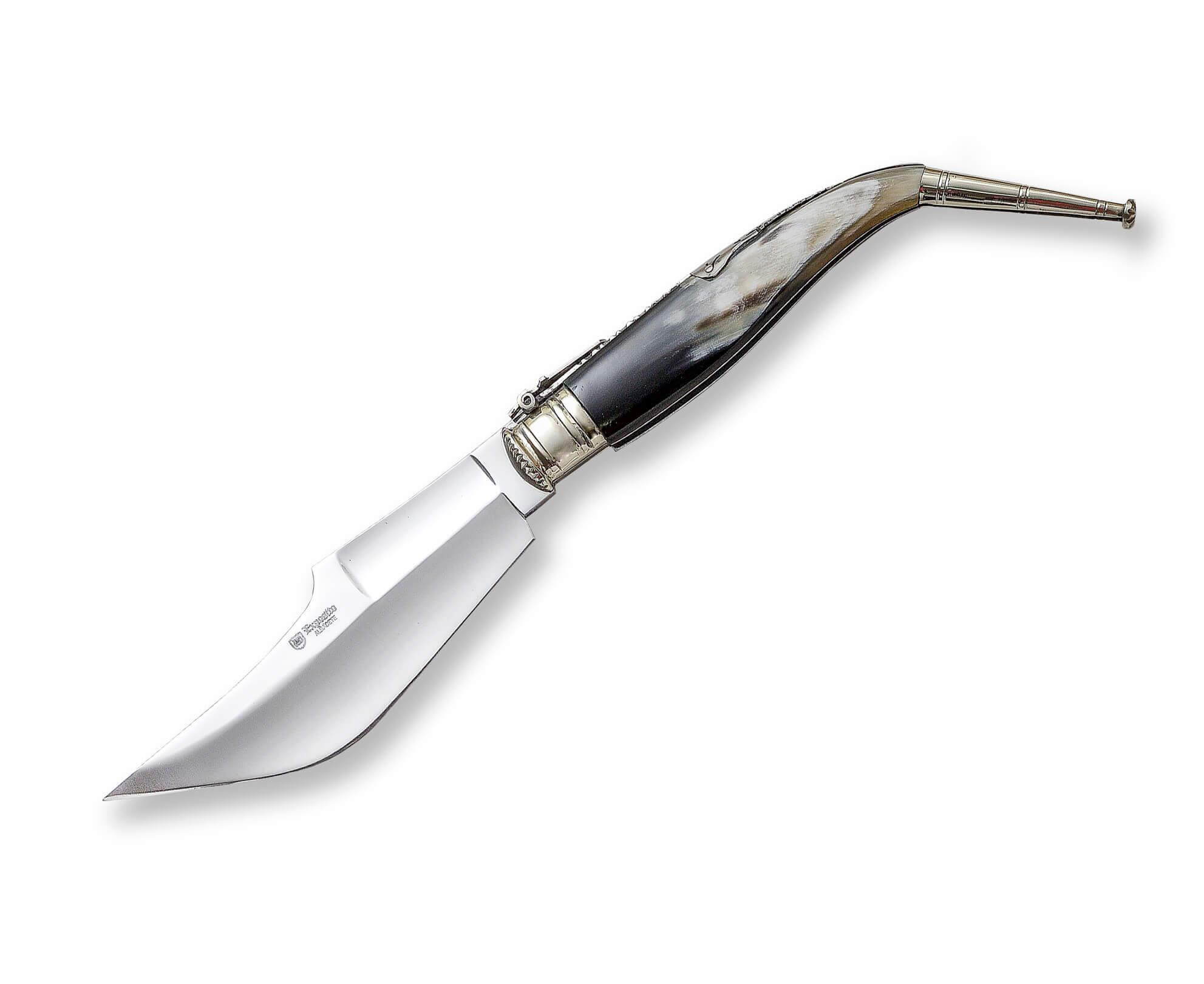 Navaja Artesana Bandolera de Asta de toro y virola de alpaca