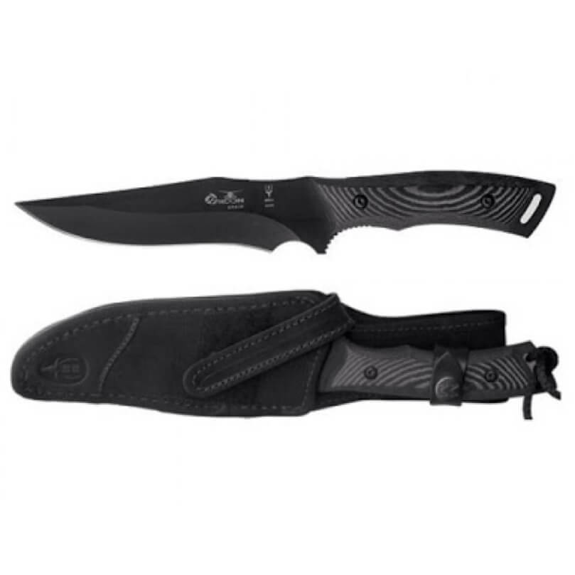 Cuchillo táctico Muela Typhoon 15N con mango de micarta negra y hoja negra de 15 cm