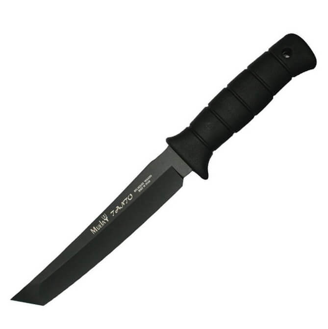 Cuchillo táctico Muela Tanto-19N con mango de goma negra y hoja n...