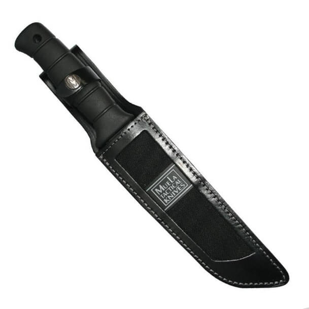 Cuchillo táctico Muela Tanto-19N con mango de goma negra y hoja negra de 19 cm