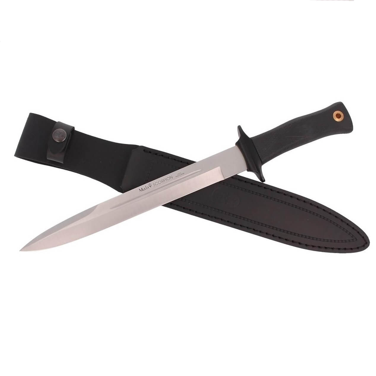 Couteau de chasse Muela Scorpion-26W avec manche en caoutchouc noir et lame satinée de 26 cm