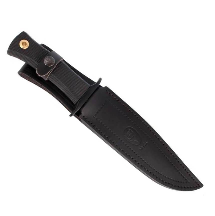 Cuchillo de caza Muela Mirage-18 con mango de goma negra y hoja de 18 cm