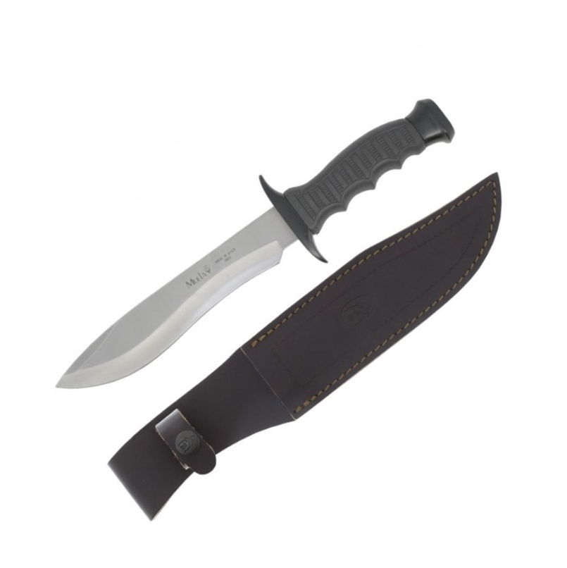 Cuchillo de caza Muela 85-181 con mango negro de goma y zamak y hoja de 18 cm
