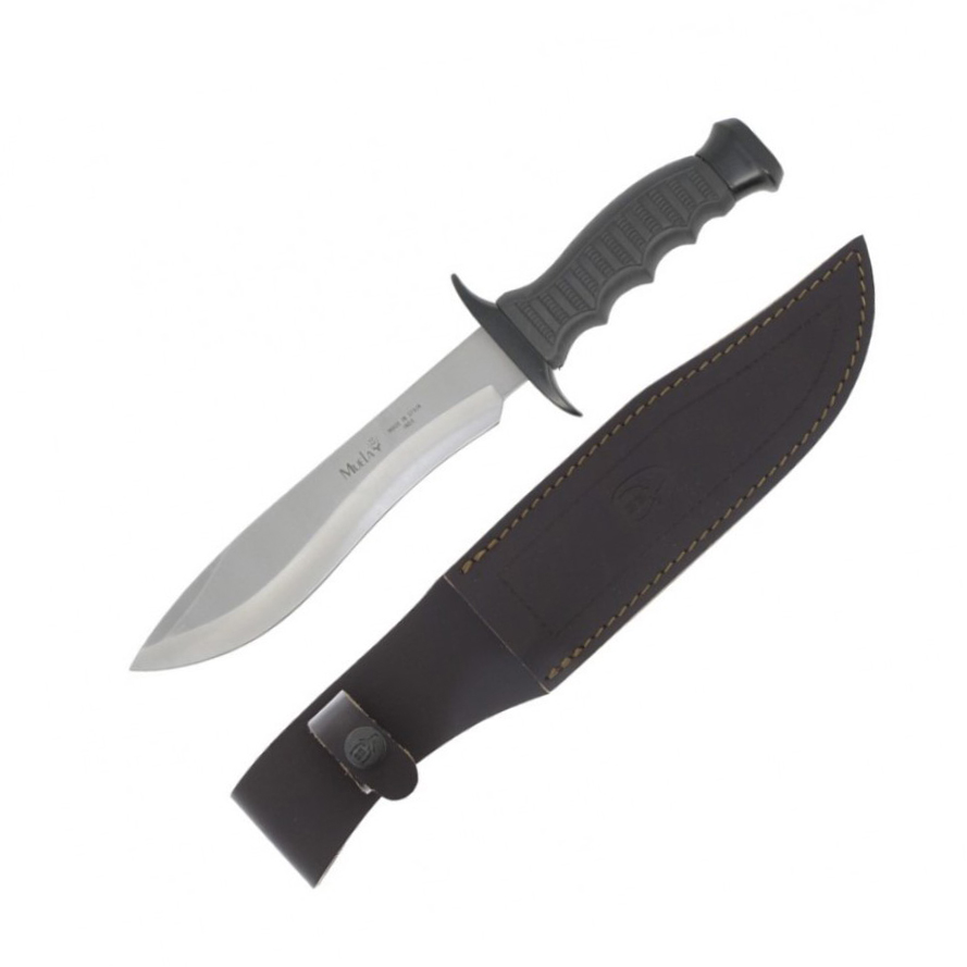 Cuchillo de caza Muela 85-161 con mango negro de goma y zamak y hoja de 16 cm