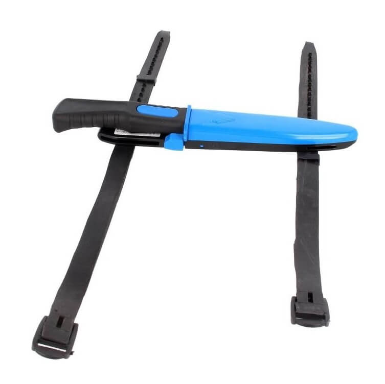 Cuchillo de submarinismo Muela Sub 14.3 con mango de goma negra y hoja negra de 14 cm