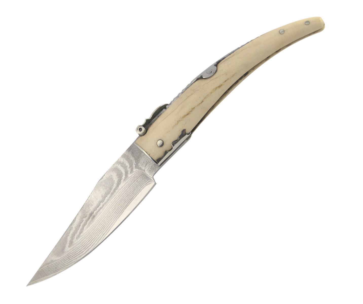 Navaja artesana Punta Inglesa con mango de asta de ciervo pulido ...