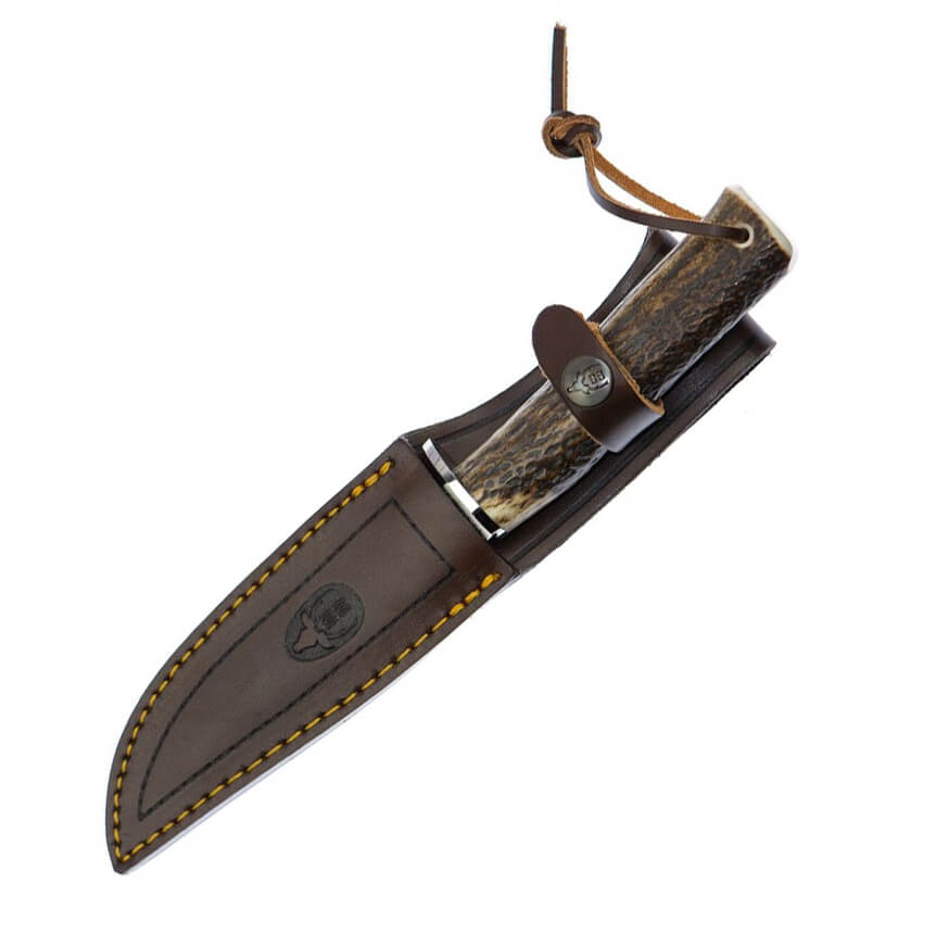 Cuchillo de caza Muela Pointer 13A con mango de asta de ciervo y hoja de 13 cm