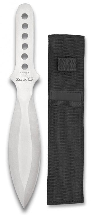 Albainox-Wurfmesser mit Nylonscheide, einschneidiger Klinge und G...