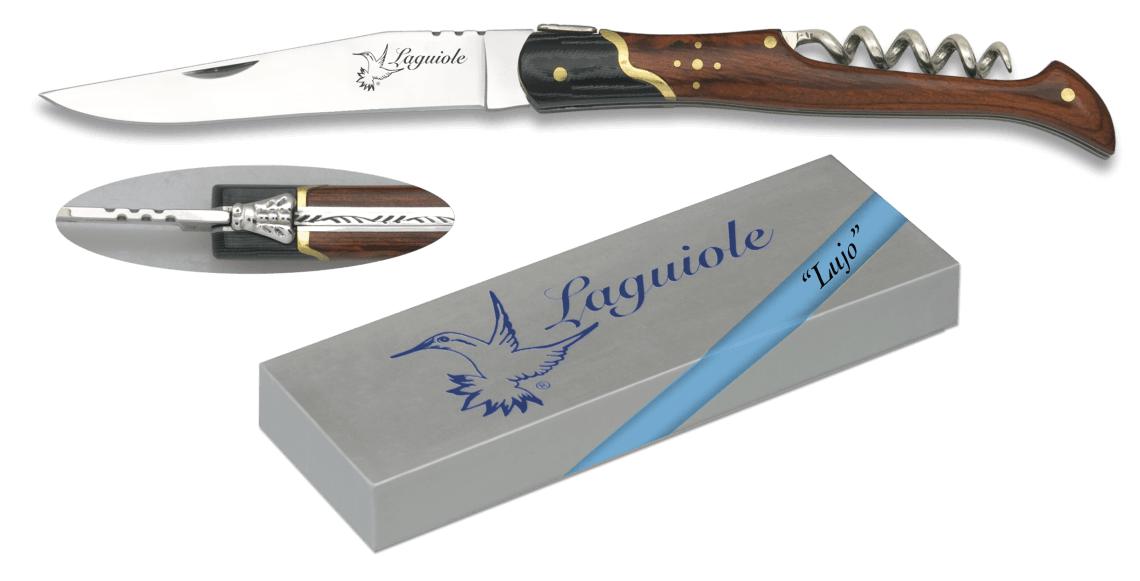 Navaja Laguiole de Albainox con mango de stamina roja, sacacorcho...