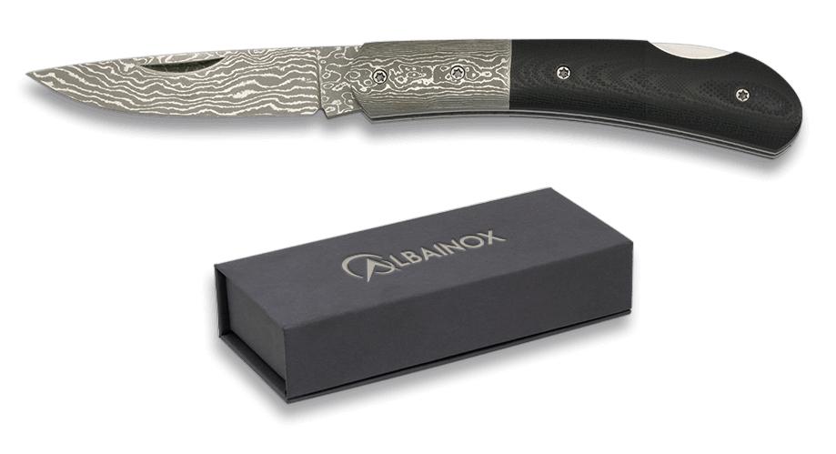 Albainox-Taschenmesser mit 6,4 cm langer Klinge aus Damaststahl, ...