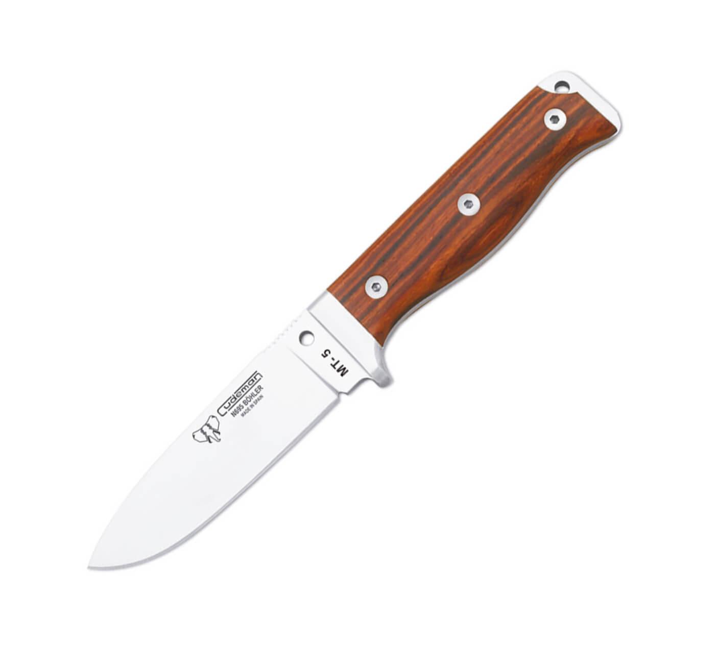 Cuchillo MT5 Cudeman. Mango cocobolo. Acero Böhler N-695. Funda de cuero
