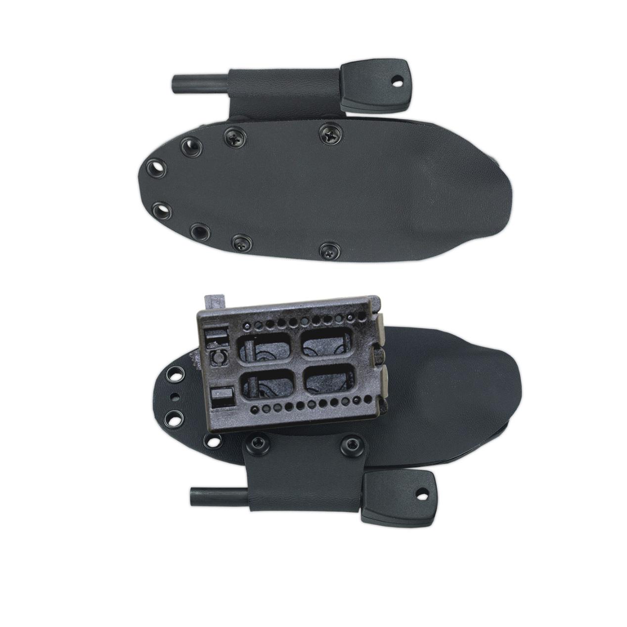 JJSK1 Cudeman-Messer. Griff aus schwarzem Micarta. Böhler N-695 Stahl. Kydex-Scheide.