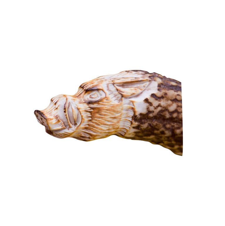 Cuchillo de caza Jabato con mango de asta de ciervo tallado a mano y hoja drop point de 17 cm