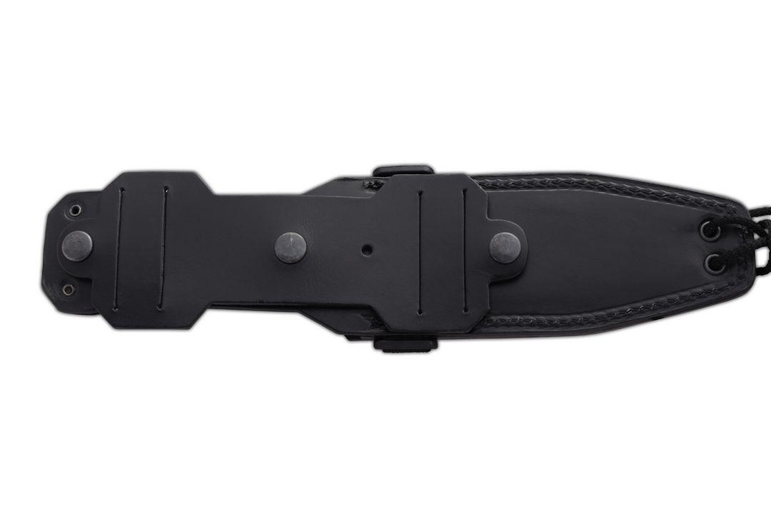 JV Chacal Makro Bushcraftmesser mit schwarzem Micarta-Griff und Lederscheide