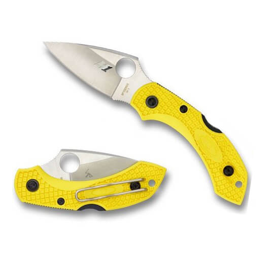 Faca tática Spyderco Dragonfly 2 com cabo FRN amarelo e lâmina de aço H1