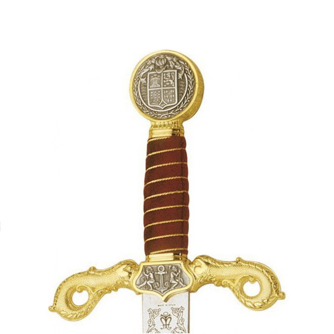 Espada de Cristobal Colón con empuñadura dorada con decoraciones 546