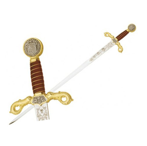 Espada de Cristobal Colón con empuñadura dorada con decoraciones 546