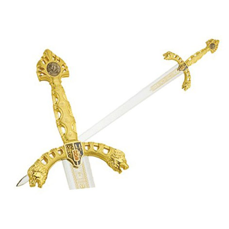 Épée Roland à poignée dorée avec décorations 564