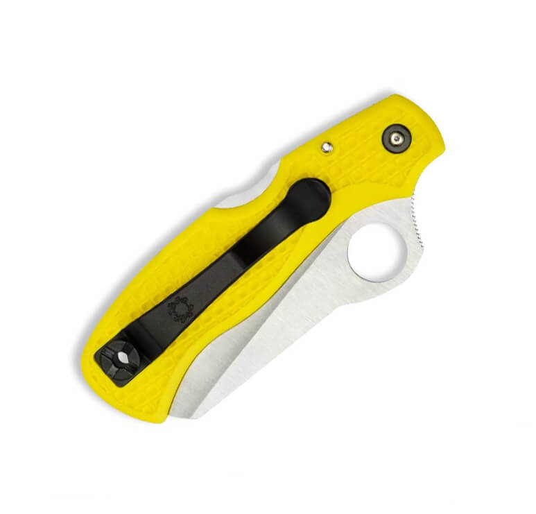 Navaja Spyderco Saver Salt FRN con mango amarillo y hoja dentada