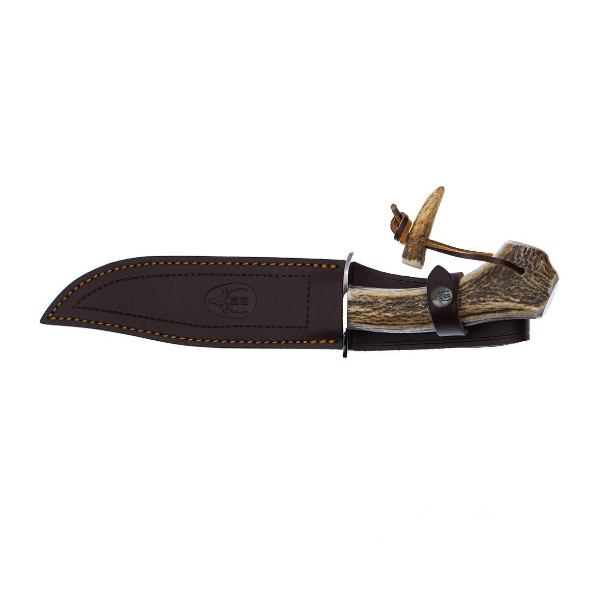 Cuchillo de caza Muela Albar con puño de asta de ciervo y guarda de acero inox