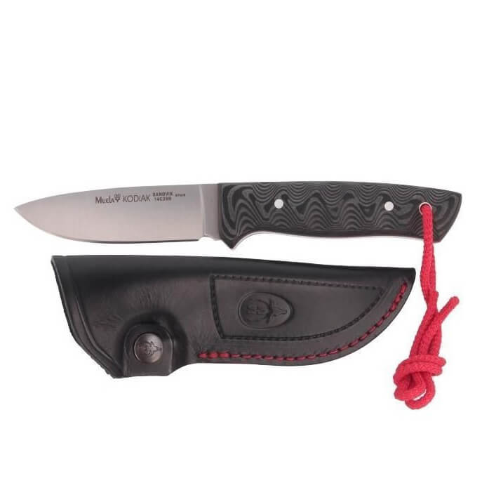 Faca tática Muela Kodiak com lâmina de aço sandvik e cabo micarta verde e bainha kydex