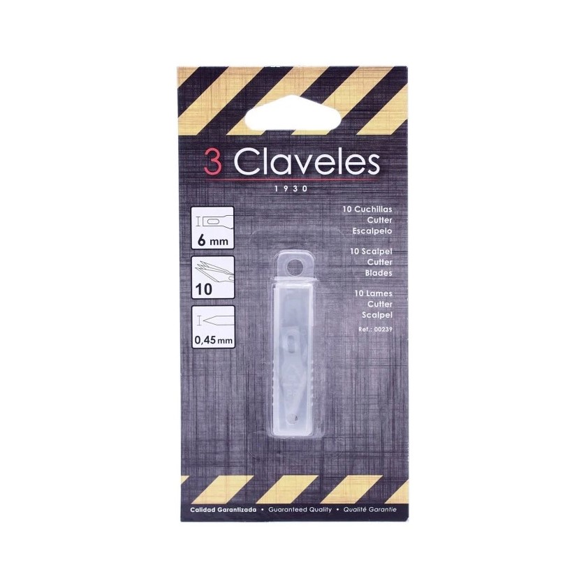 Pack de 10 cuchillas para cutter escalpelo de 6 mm 3 Claveles