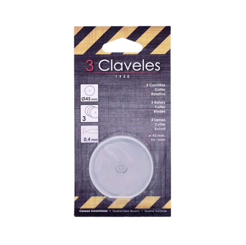Pacote de 3 lâminas para cortador rotativo 45 mm 3 Claveles