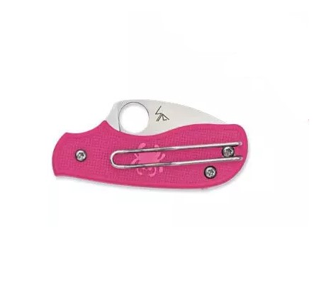Navaja de bolsillo Spyderco Squeak Slipit con mango de FRN rosa y hoja de 7.9 cm