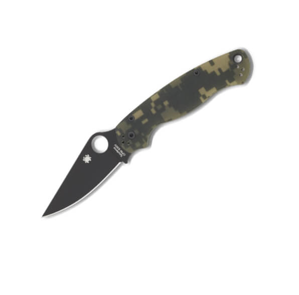 Spyderco Para military 2 con mango de G10 camo y hoja negra de ac...