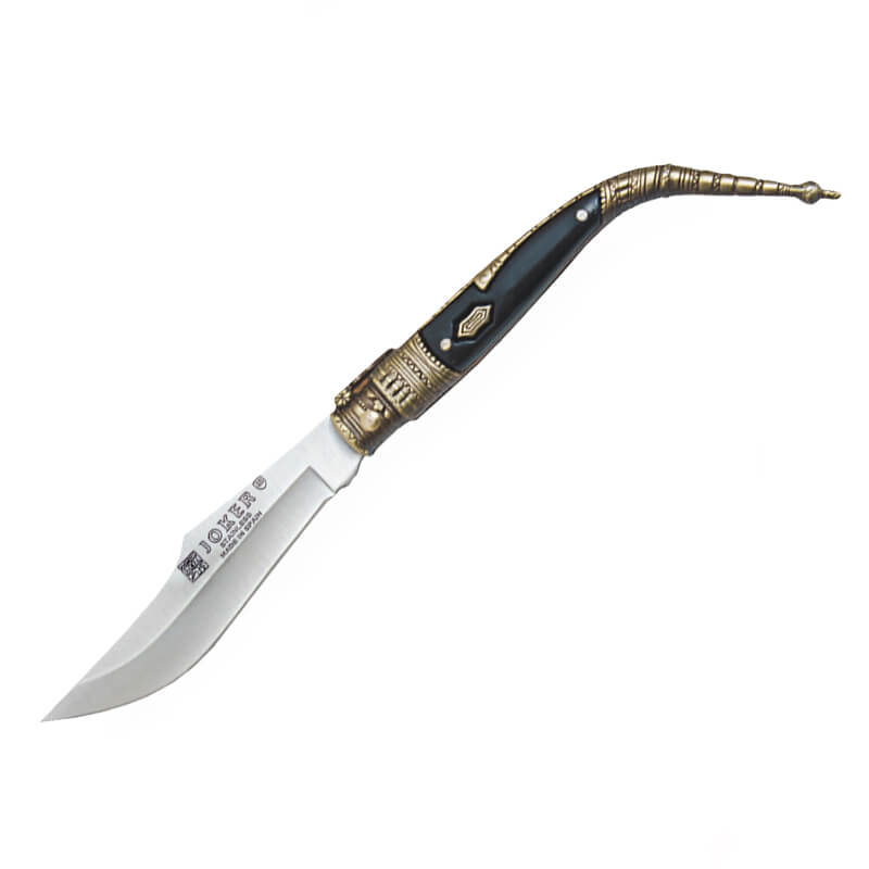 Navaja clásica bandolero con mango de zamak negro y dorado decora...