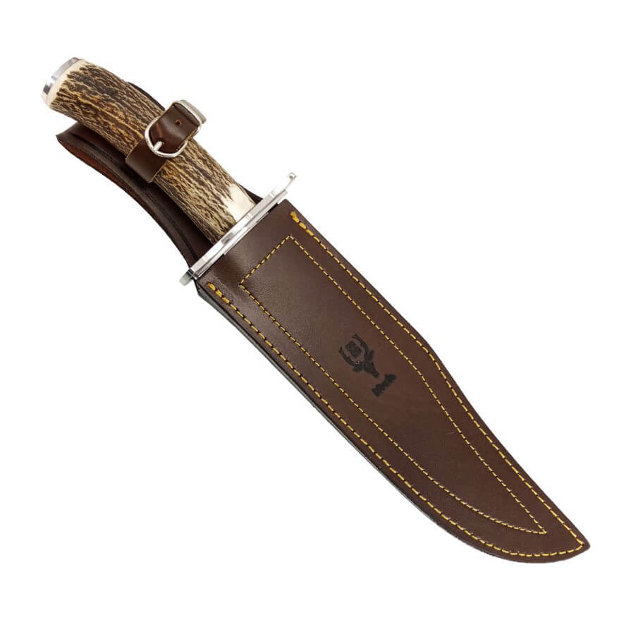 Faca Bowie Magnum 23To com cabo de chifre de veado e lâmina de 23 cm
