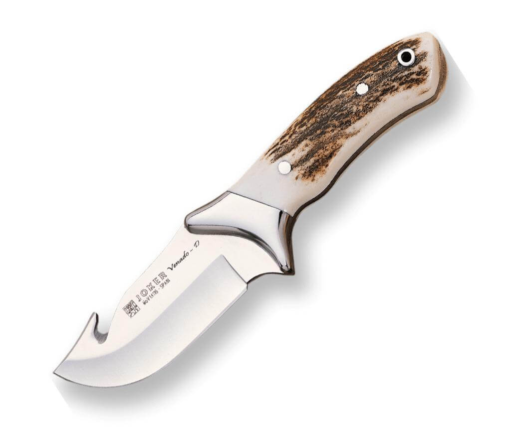 Cuchillo de desollar Joker Venado con puño de asta de ciervo y virola