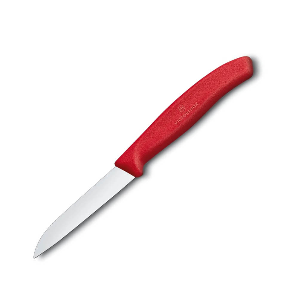 Victorinox Classic Gemüsemesser mit glatter Schneide und rotem Gr...