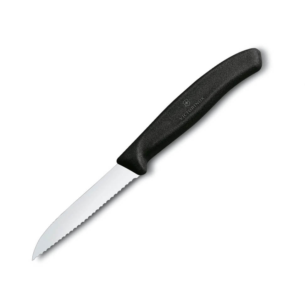 Victorinox Classic Gemüsemesser mit gezahnter Klinge und schwarze...