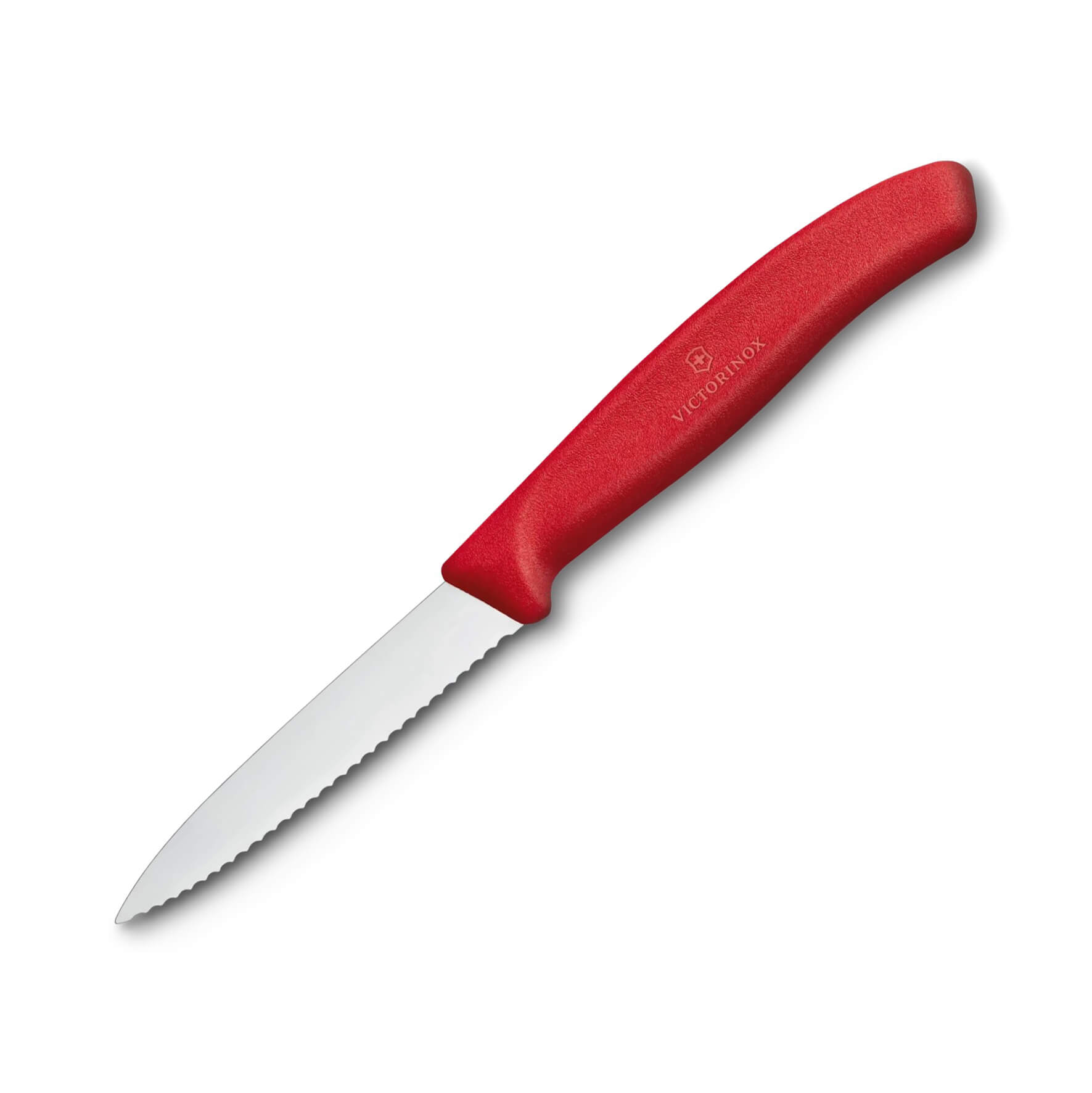 Cuchillo para verdura Victorinox de mango rojo con filo dentado y...