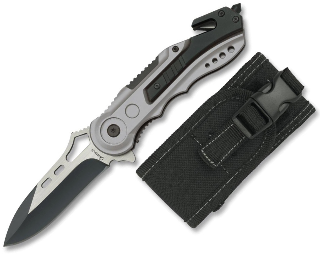 Navaja de rescate gris y negra de Albainox con mango de aluminio ...