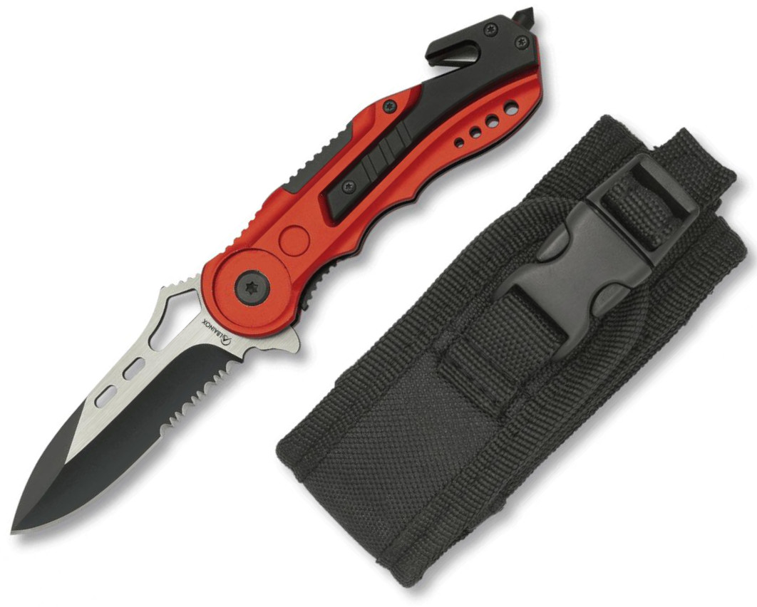 Navaja de rescate Albainox con bloqueo lineal, funda de nylon, ma...