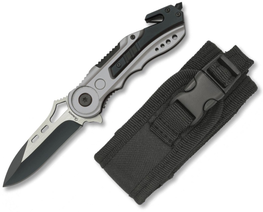 Navaja de rescate Albainox con mango de aluminio gris y hoja sin ...