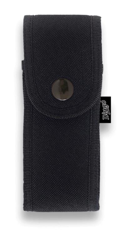 Funda negra de nylon acolchado con dimensiones de 13 x 5,5 cm