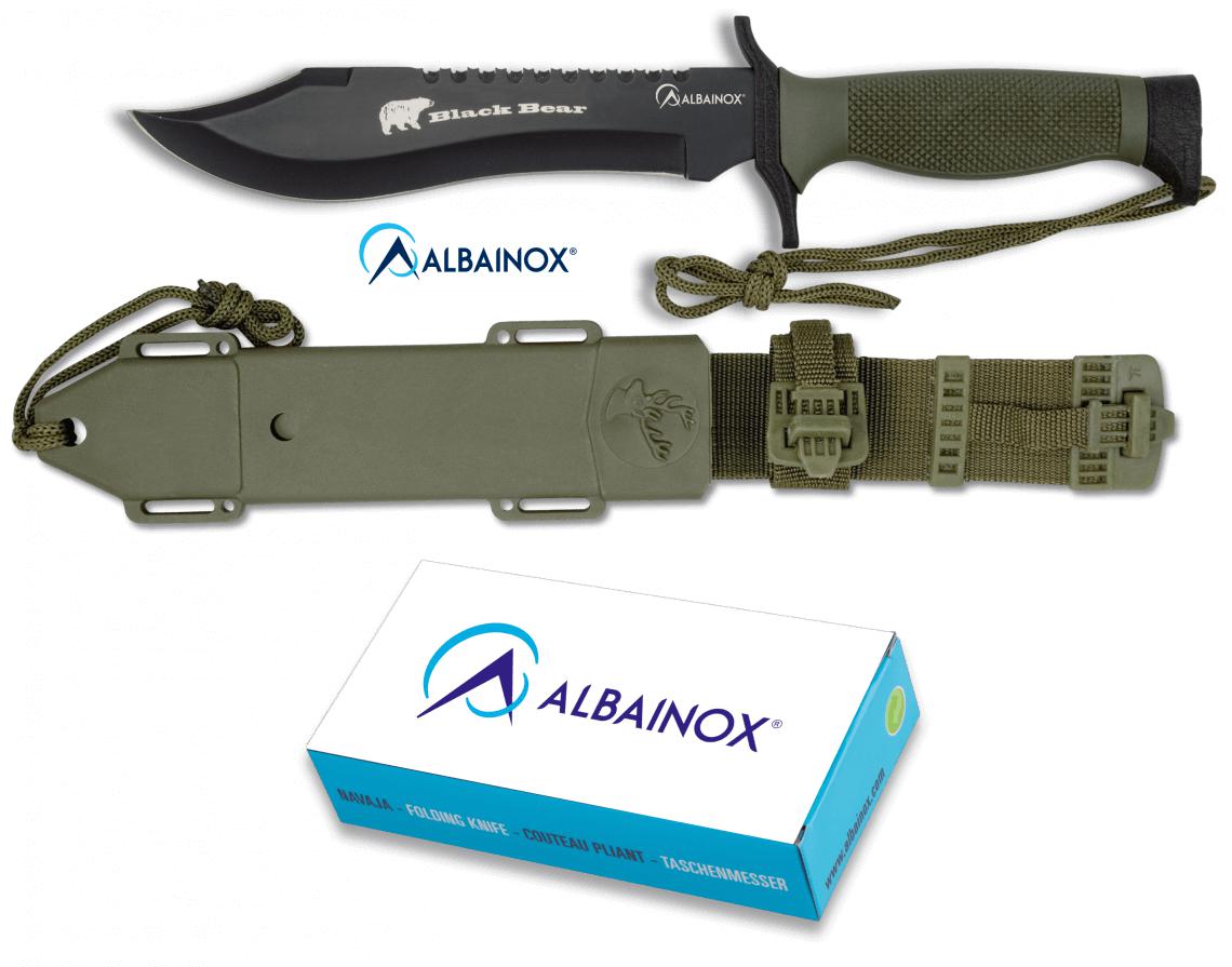 Cuchillo táctico de Albainox Black Bear con funda de ABS y nylon ...