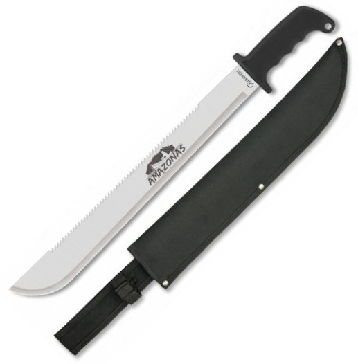 Machete Amazonas con hoja de 46 cm con sierra en el lomo y mango ...