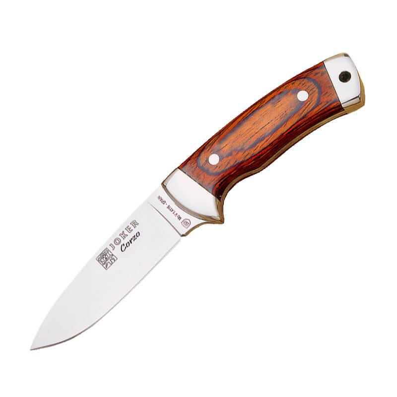 Cuchillo de caza Joker Corzo con mango de madera roja