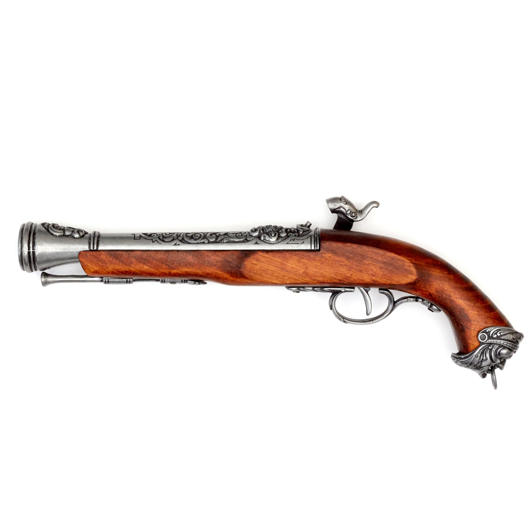 Pistolet pirate à percussion en bois et métal Italie XVIIIe siècle