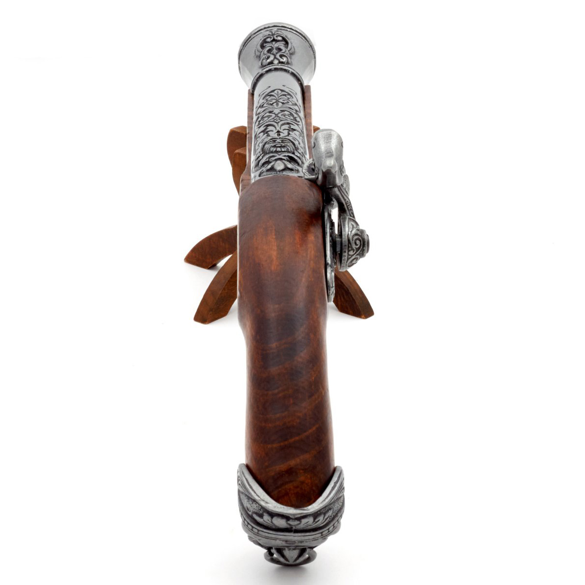 Pistolet pirate à percussion en bois et métal Italie XVIIIe siècle