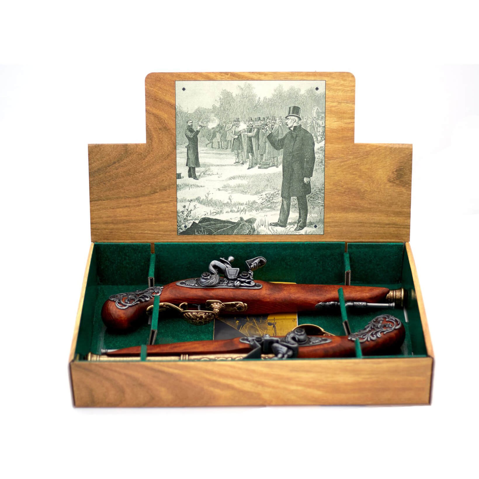 lot de 2 pistolets de duel en bois et métal 18ème siècle