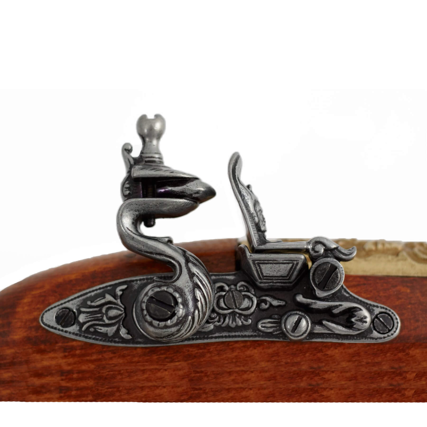 Pistolet à silex en bois et métal finition laiton, Angleterre, XVIIIe siècle